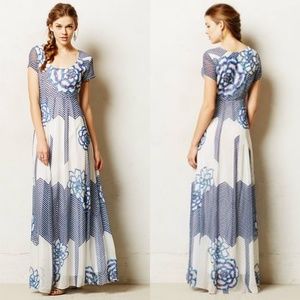 RARE Anthropologie Utpala Maxi Dress in Blue/White size 12